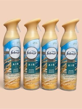 Limited edition Febreze Luxe Warm Ocean Breeze seaside Spray - Gold, Blue x4